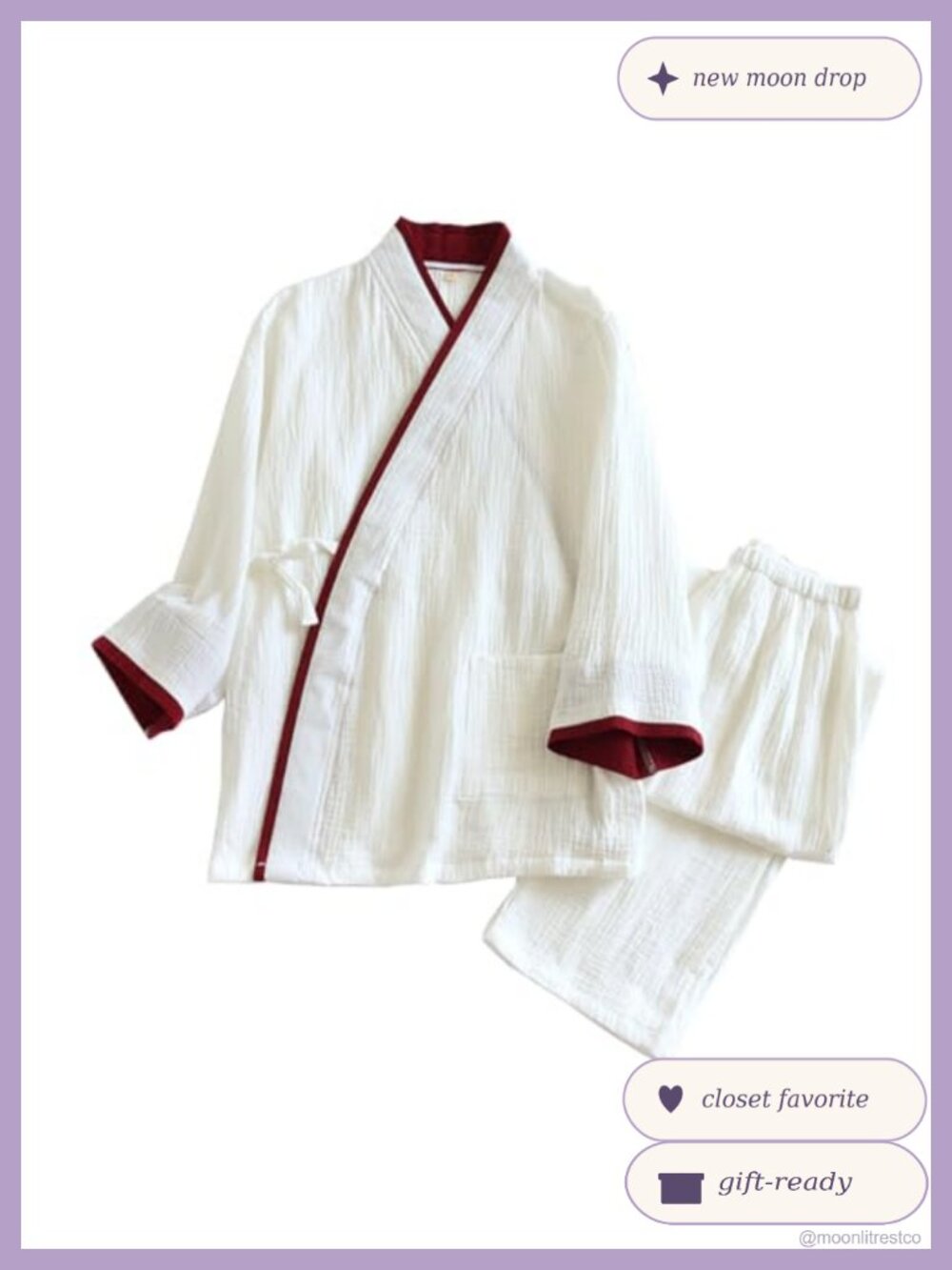 Mens Japanese Style Cotton Two-Piece Bathrobe Kimono Pajama Set Sleepwear